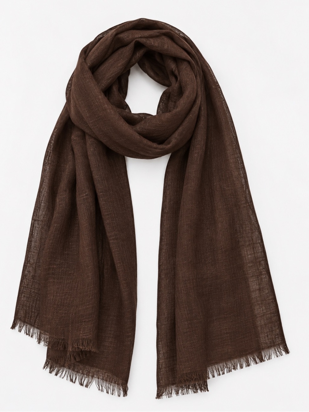 Massimo Dutti NWT PLAIN 100% LINEN SCARF brown